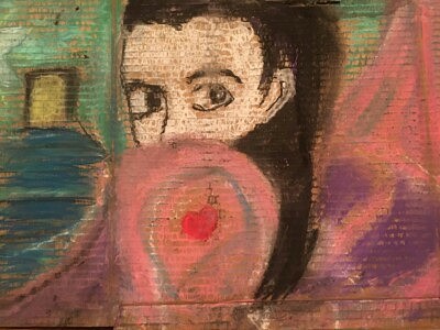 pastel on cardboard, 30 x 23 inches, 2022
